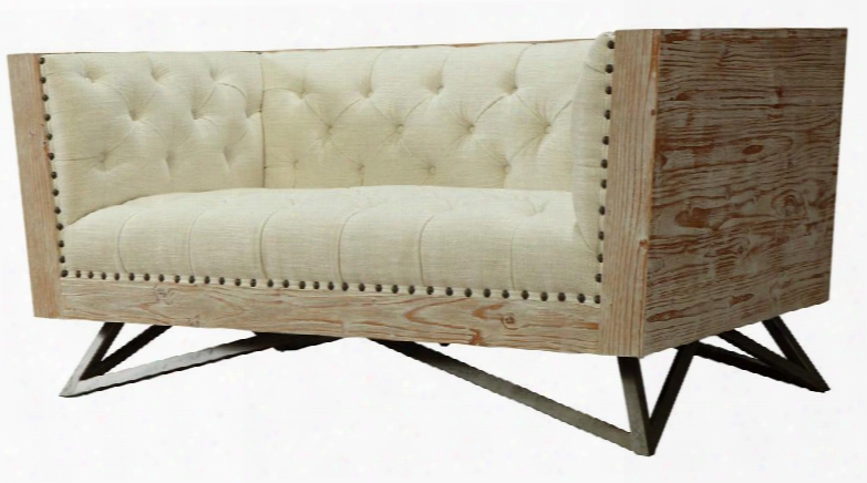 Lcre2cr Regis Cream Loveseat With Pine Frame And Gunmetal