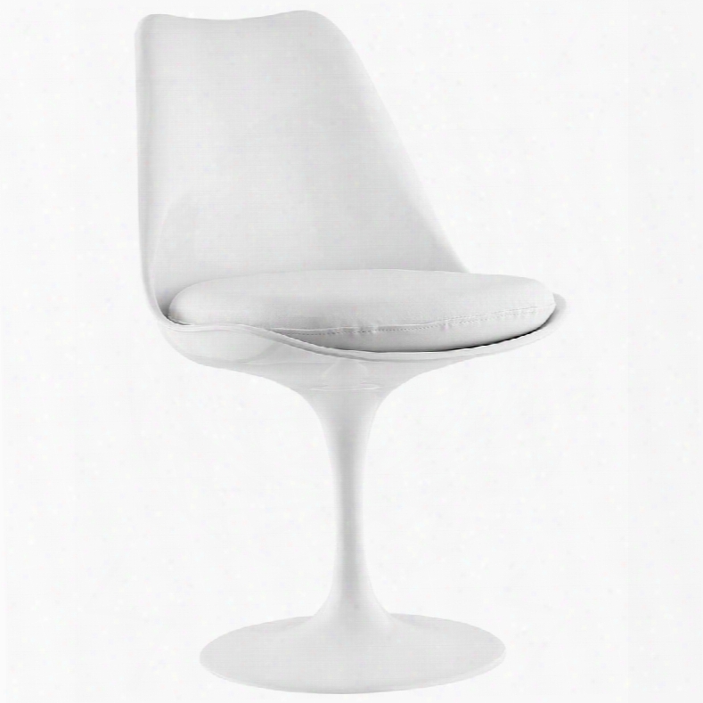 Lippa Collection Eei-1594-whi 19" Side Chair With White Pedestal Base And Vinyl Upholstery In White