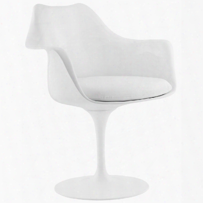 Lippa Collection Eei-1595-whi 21&auot; Arm Chair With Pedestal Base And Vinyl Seat Upholstery In White