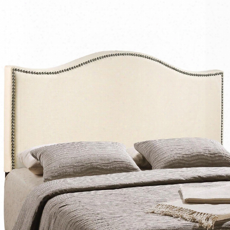 Mod-5207-ivo Curl King Nailhead Upholstered Headboard In Ivory