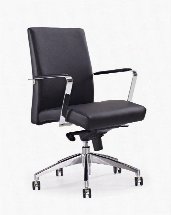 Oc-1176p-blk Clemson Low Back Office Chair Black Faux Leather Multi-function Mechanism With 5 Positions Locked High Density Foam Chrome Steel Armrests With