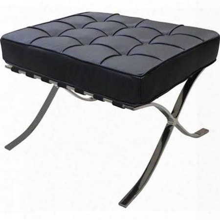 Ot1013p-blk Barry Ottoman Black Faux Leather Stainless Steel