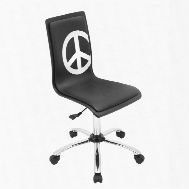 Printed Ofc-tm-pc Bk 34" - 38" Office Chair With Patterned Seat 360-degree Swivel And Casters In