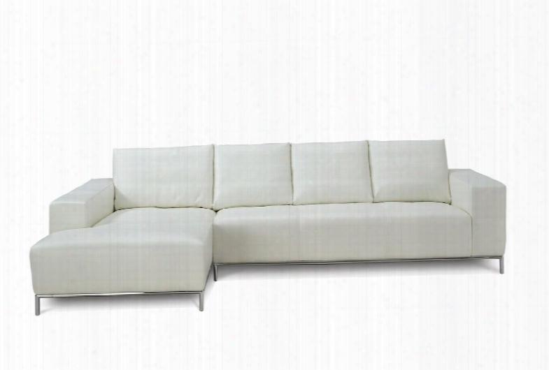 Sl1251l-wht Linea Sectional Chaise On Left When Facing White M Leather Chrome Frame And