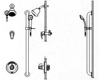 T13h323-25 Universal Dual Shower Trim Diverter Hand Shower And Grab