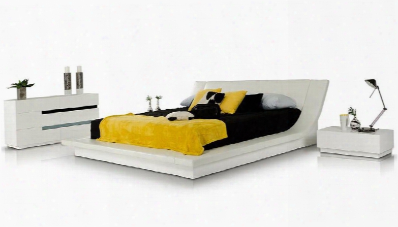 Vgkcpolarqdn Modrest Polar Platform Queen Size Bed + Dresser + 2 Nightstands In