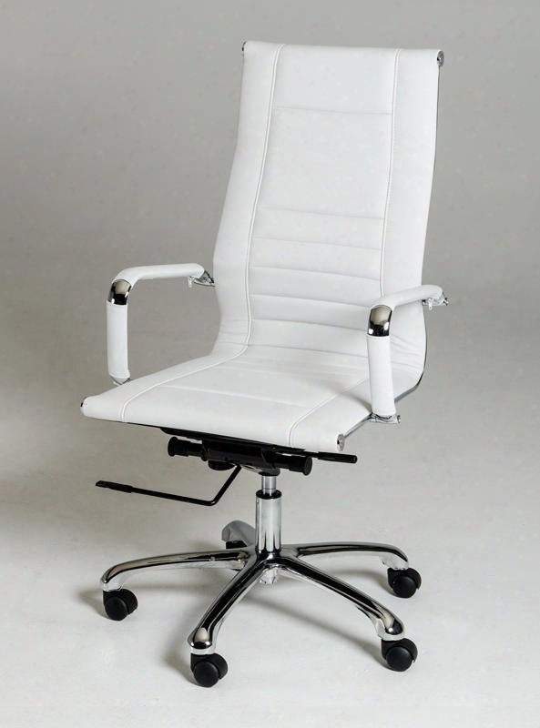 Vglfwx-14b-wht Modrest Harrison Swivel Office Chair With Adjustable Height Stainless Steel Frame Tilt Control Casters And Leatherette Upholstery In