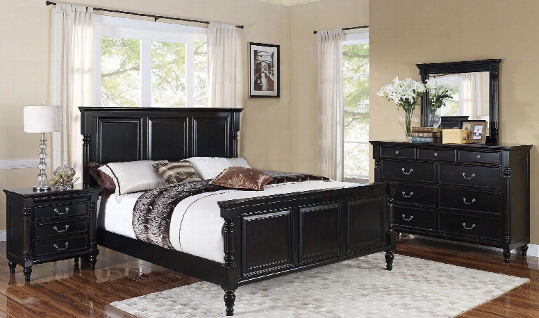 00222wbdmn Martinique 4 Piece Bedroom Set With California King Bed Dresser Mirror And Nightstand In Rubbed