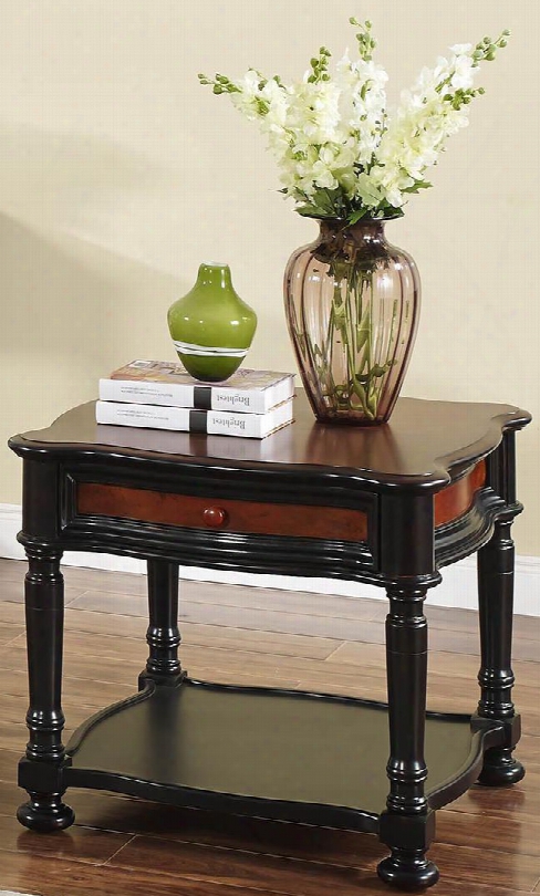 03-0020-50-621 Jamaica 28" End Table With One Drawer One Shelf Turnde Legs Bun Feet And Classic Design In