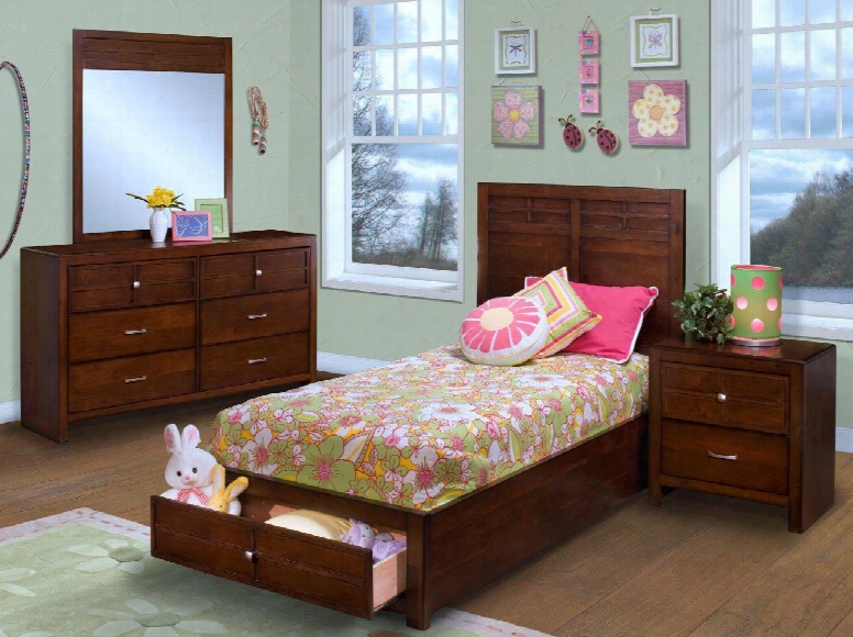 05060tbdmn Kensington 4 Piece Set With Twin Storage Bed Dresser Mirror And Nightstand In Burnished