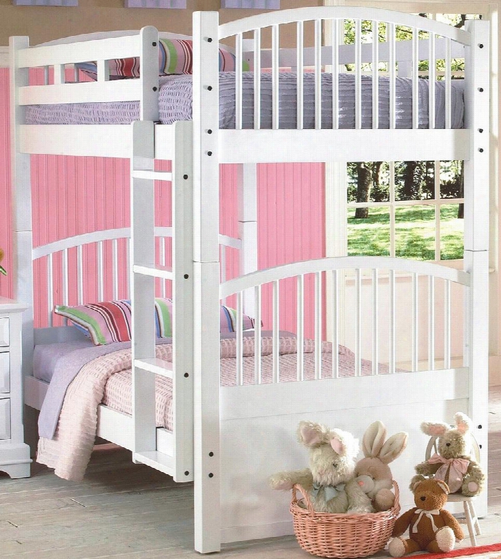 1415-ttsb Bayfront Twin Over Twin Spindle Bunk Bed With Ladder Headboard Footboard Slats And Rails In