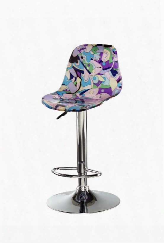 14b2014 33" - 42" Bar Stool With Curved Acrylic Seat Adjustable Height And Chrome Pedestal Base In