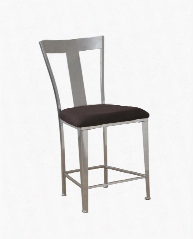 14b8046cs 42" Counter Stool With Polyester  Upholstered Seat Silver Metal Frame And