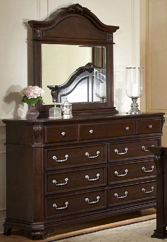 1841-050-1841-060 Emilie 66" Nine Drawer Dresser With Mirror In Tudor