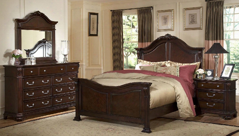 1841wbdmn Emilie 4 Piece Bedroom Set With California King Bed Dresser Mirror And Nightstand In Tudor