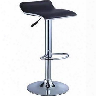 212-847x Black Pu&chrome Bar Stool - Set Of