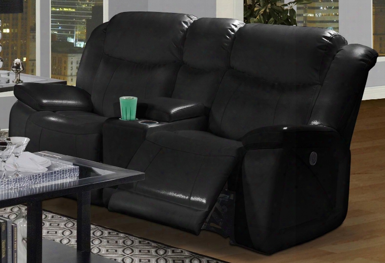 22-324-23-mbk Soho 78.5" Dual Recliner Console Loveseat With Power Recline Bonded Leather Match Storage Two Cupholders Sinuous Spring "no Sag" Deck And