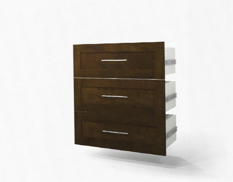 26161-1169 Pur 3-drawer Set For 36" Storage Unit With Simple Pulls And Molding Detail In