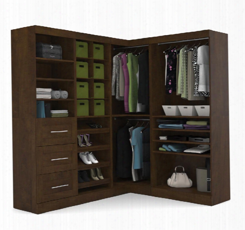 26854-69 Pur 82" Corner Kit Including Three Drawers With Simple Pulls And Molding Detail In