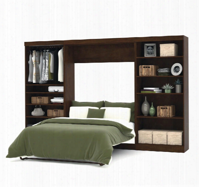 26895-69 Pur 131" Full Wall Bed Kit With 2 Fixed And 3 Adjustable Shelves Simple Pulls And Molding Detail In