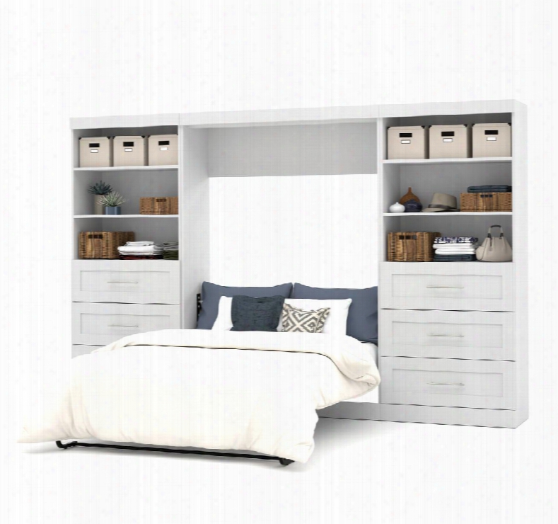 26896-17 Pur 131" Full Wall Bed Kit Including Six Drawers With Simple Pulls And Molding Detail In