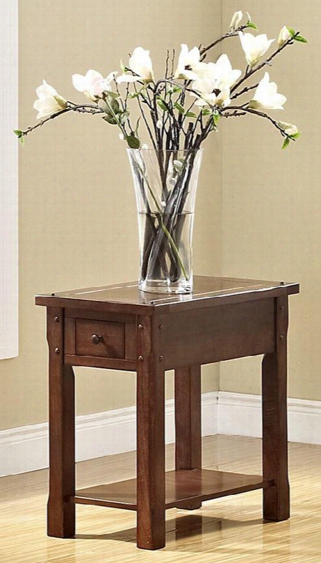 30- 706-23c Corsica 14" Chairside End Table With Wood Construction One Helf One Drawer And Decorative Hardware In