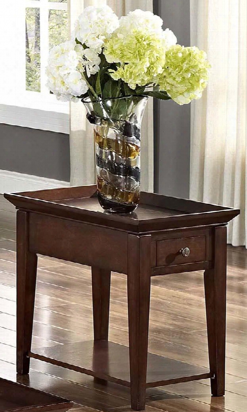 30-709-23 Terrace Chairside End Table With One Shelf One Drawer Contemporary Design Molding And Tapered Legs In