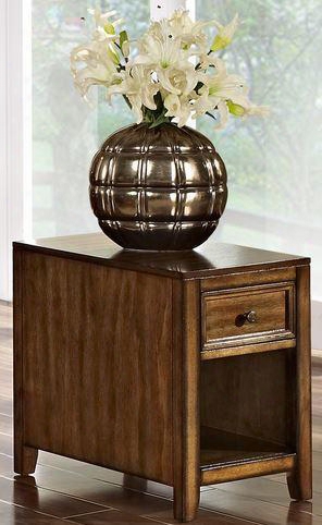 30-711-23 16" Contempo Chairside Table With One Shelf One Drawer One Knob And Tapered Legs In Burnished