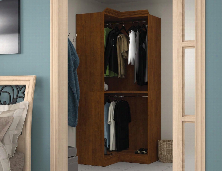 40165-63 Versatile 84.7" Tall Corner Storage Unit With Burn Scratch And Stain Resistant And Molding Detail In Tuscany
