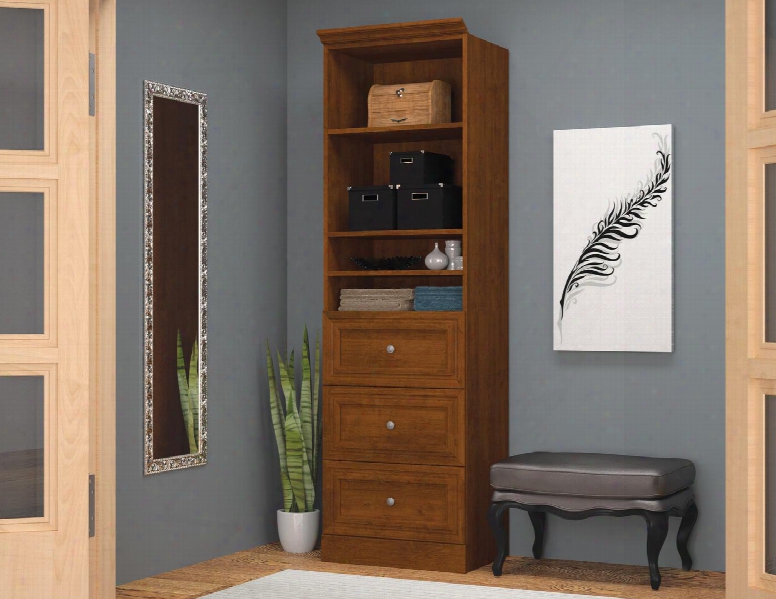 40871-63 Versatile 85" Tall Storage Unit Including Three Drawers With Simple Pulls And Molding Detail In Tuscany