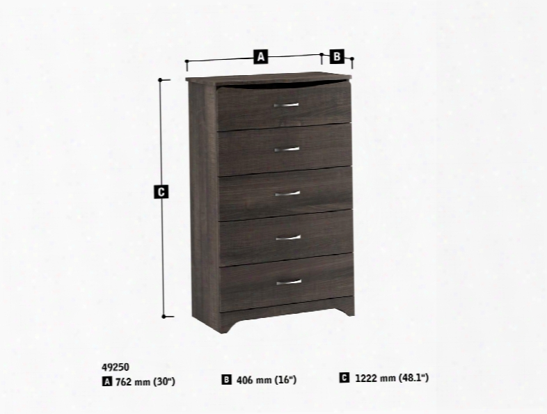 49250-1152 Juvenil 48" Tall Chest With Simple Pulls And Ball Bearing Slides In