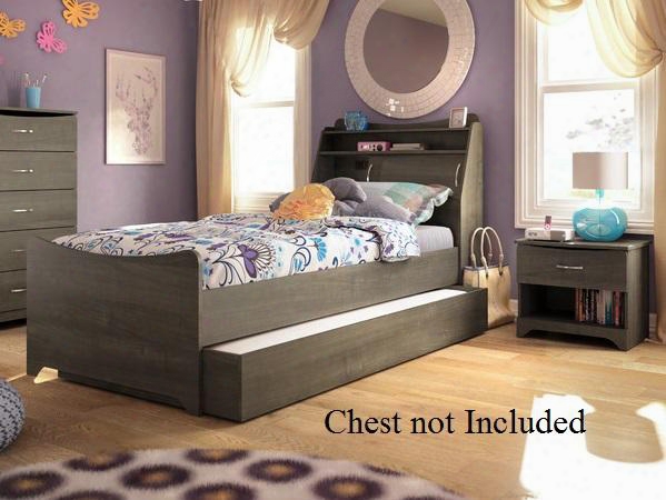 49859-52 Juvenil By Bestar 2-pc. Set With Twin Trundle Bed And Nightstand With Usb Port In