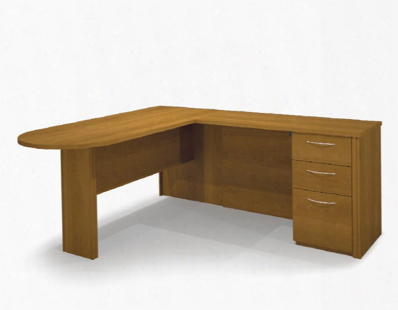 60880-68 Embassy L-shaped Workstation Kit With Scratch And Stain Resistant Surface And Simple Pulls In Cappuccino
