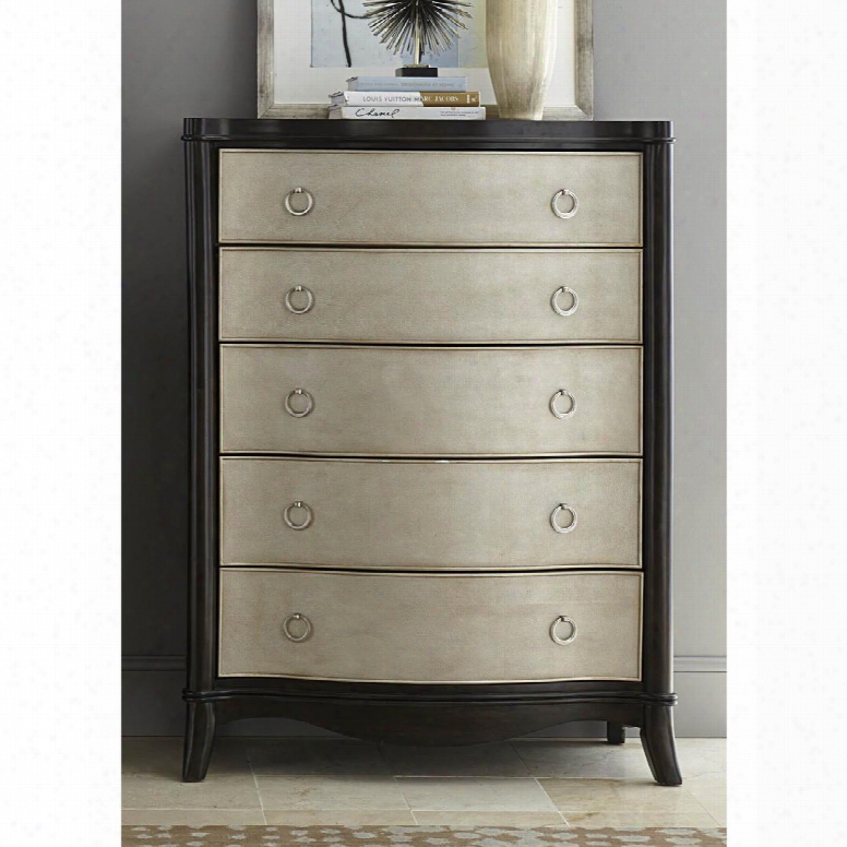 769br41 42" Wide Five Drawer Dresser With Satin Nickel Drop Ring Hardware And Fully Stained Interior Drawers In Coffee Bean