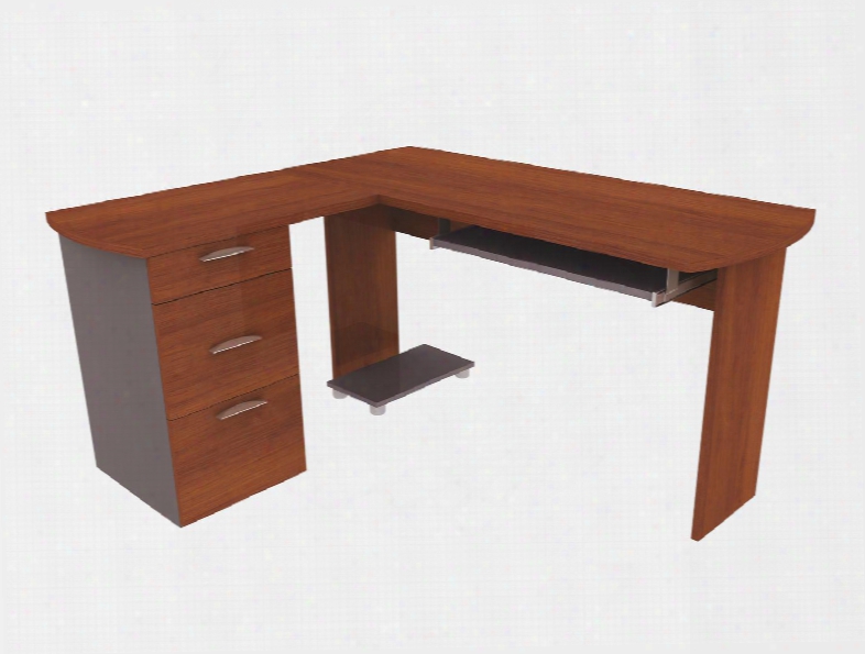 82420-3176 Capri L-shaped Workstation With Simple Pulls And Three Drawers In Cognac