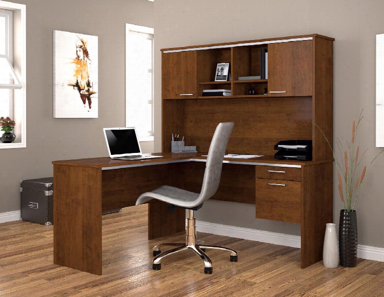 90427-63 Flare L-shaped Workstation With Simple Pulls And Scratches Stains And Wear Resistant Surface In Tuscany