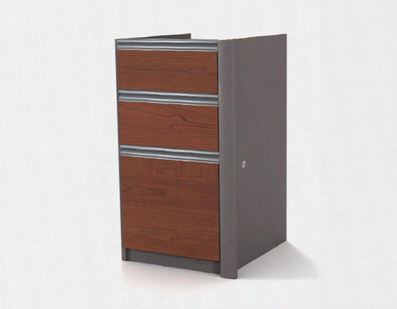 93621-1139 Connexion 29.4" Tall Pedestal Including Three Drawers With Drawer Lock In Bordeaux And