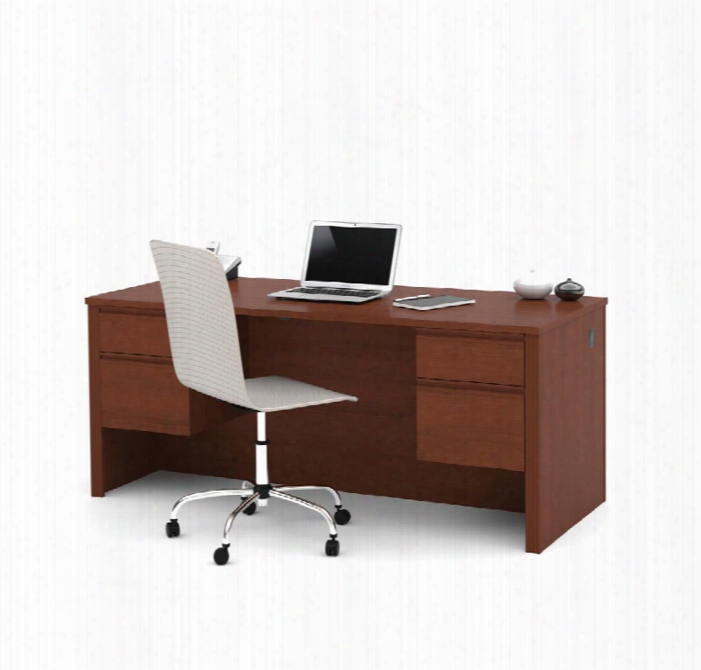 99450-1176 Prestige + Executive Desk With Dual Half Peds And Scratch And Stain Resistant Surface In Cognac