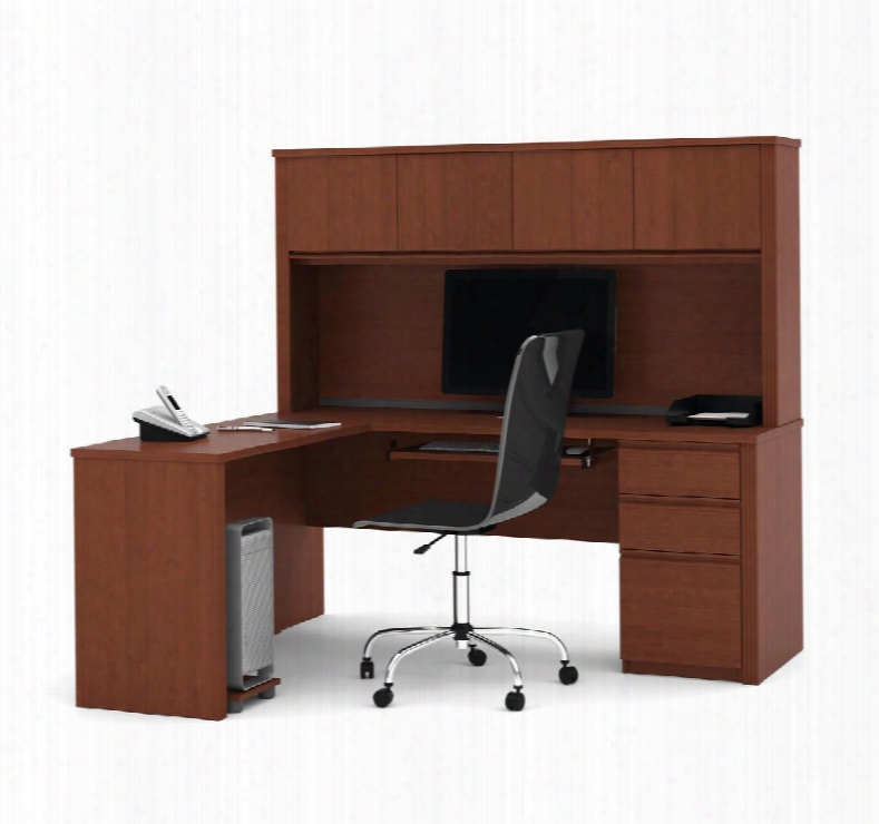 99872-76 Prestige + L-shaped Workstation Kit With Cratch And Stain Resistant Surface In Cognac