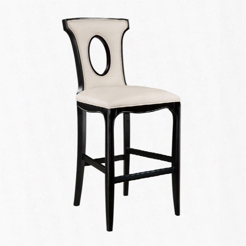 Alexis Collection 6070930 46" Barstool With Circular Back Cut Out Tapered Legs Black Hardwood Frame And Bonded Leather Upholstery In White