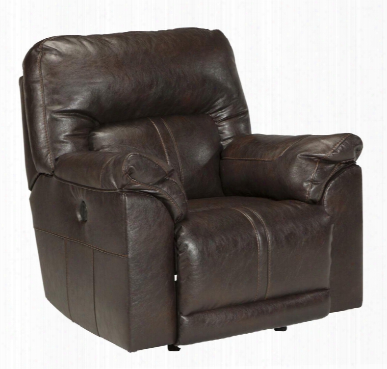 Barrettsville 4730198 41" Durablend Chocolate Power Rocker Recliner With Split Back Cushion Plush Padded Arms And Stitched Detailing In