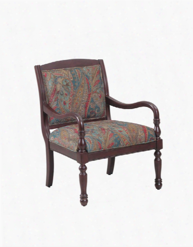 Carina Collection 14s2031  38" Accent Chair With Fabric Upholstery Carved Detailing And Wood Frame In