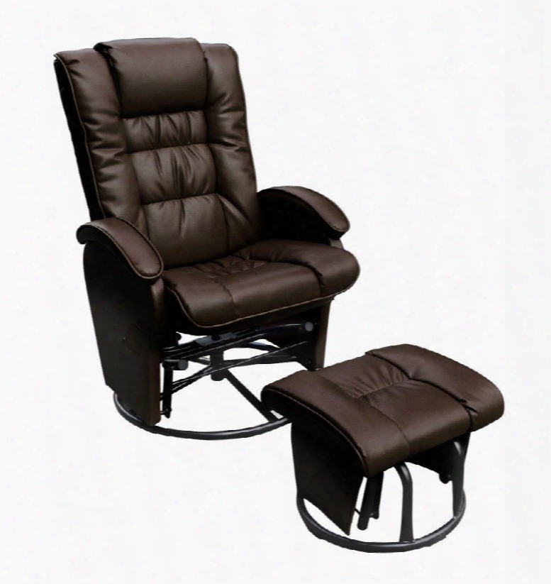 D80696ot06 Brown Reclining Glider With Swivel And Locking Mechanism Complete With Free Ottoman - Bonded