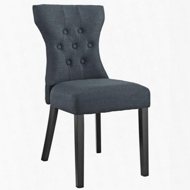 Eei-130-gry Silhouette Side Chair With Rubber Wood Frame Dense Foam Padding Tapered Legs Button Tufting And Fabric Upholstery In