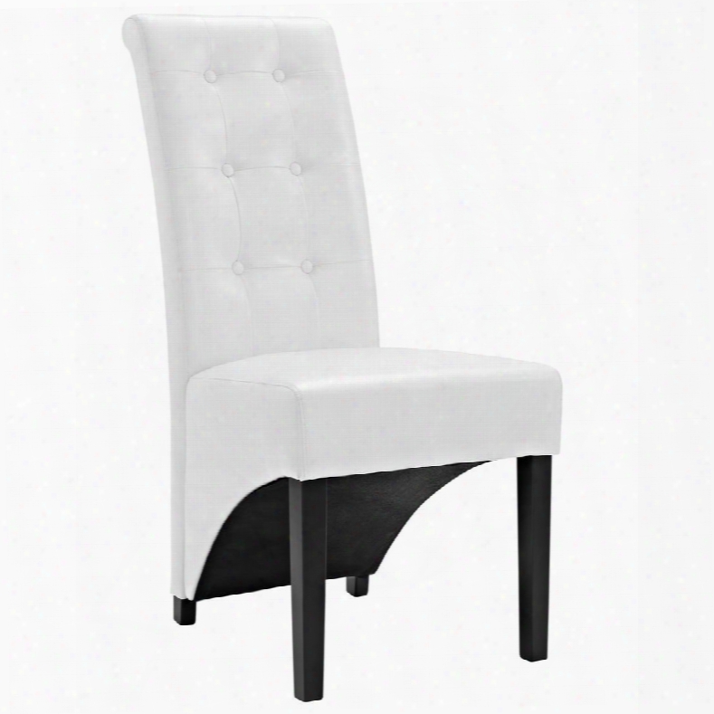 Eei-1406-whi Preside 40" Diinng Side Chair With Stitched Detailing Faux Leather And Button Tufting In White