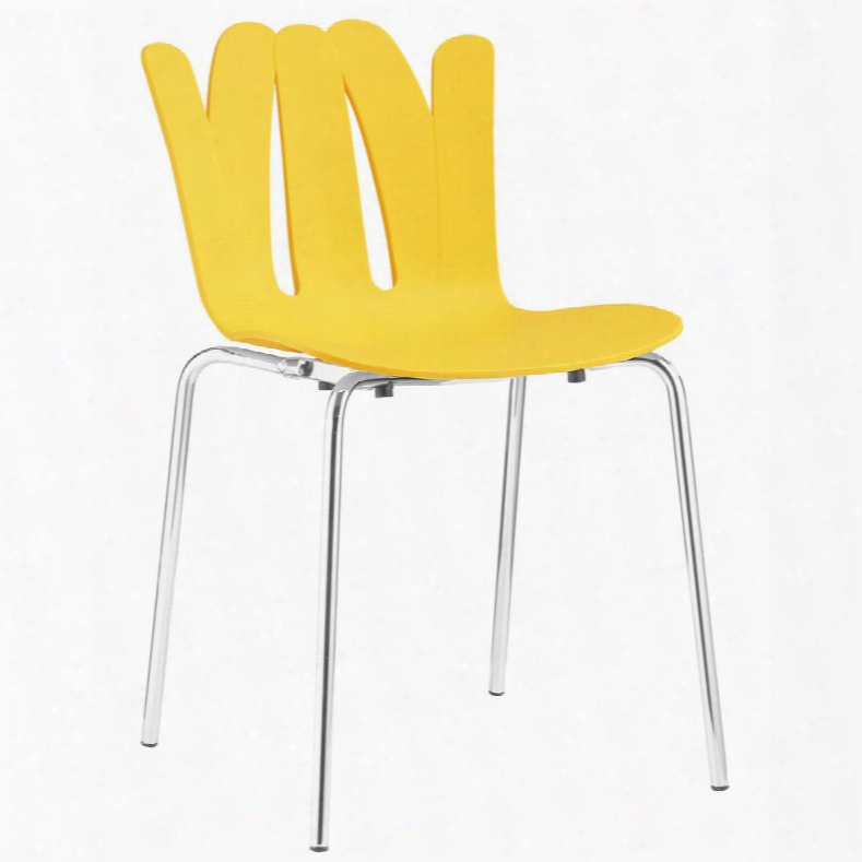 Flare Collection Eei-1496-ylw 30" Side Chair With Molded Plastic Chrome Plated Steel Base And Foot Caps In Yellow