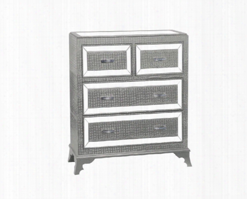 Glamour Collection 14a2019cos 42" Chest With Four Drawers Glossy Crocodile Print And Mirrored Inset Top In