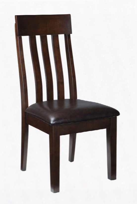 Haddigan D596-01 20" Dining Upholstered Side Chair With Cruved Slat-back Design Cushioned Seat And Tapered Legs In Dark