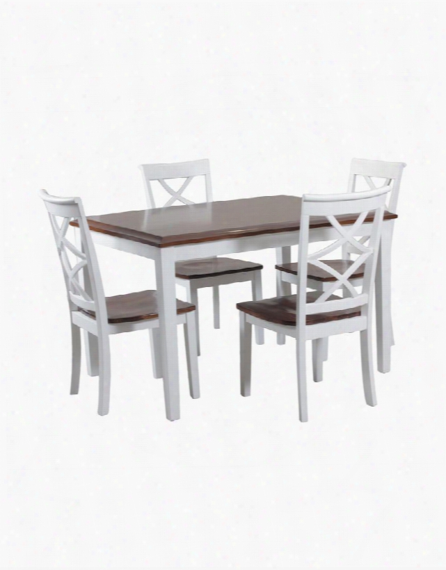 Harrison Collection 14d2041 5-piece Dining Room Set Wit Dining Table And 4x Side Chairs In White And