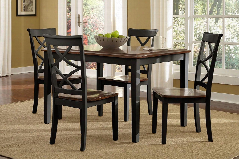 Harrison Collection 14d2041bl 5-piece Dining Room Set With Dining Table And 4x Side Chairs In Black And